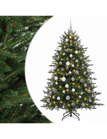 Albero di Natale artificiale con palline 210 cm 300 LED