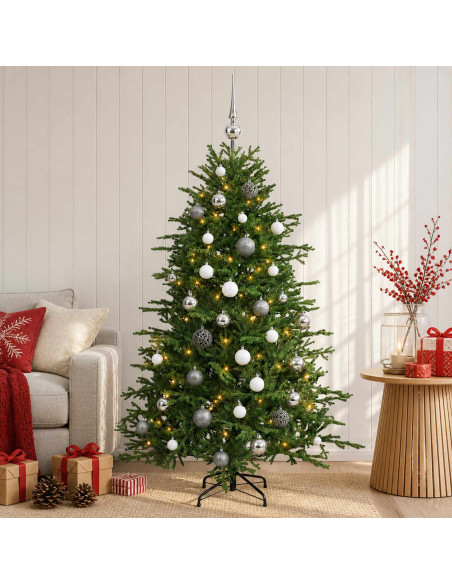 Albero di Natale artificiale con palline 150 cm 150 LED