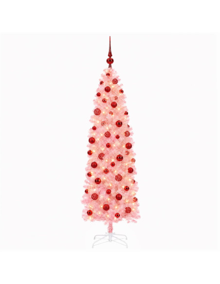 Albero di Natale artificiale slim con palline 240 cm 300 LED