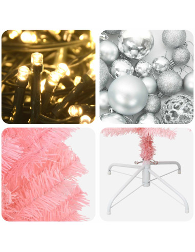 Albero di Natale Artificiale Slim con Palline 240 cm 300 LED