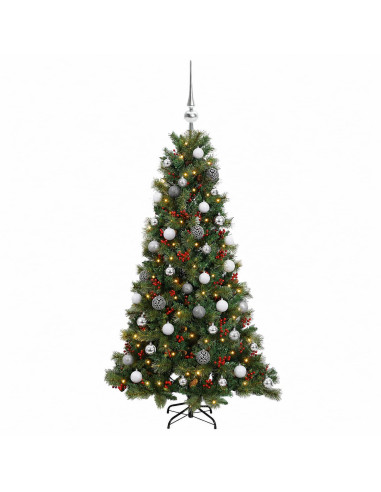 Albero di Natale artificiale con palline 150 cm 150 LED