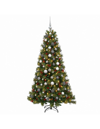 Albero di Natale artificiale con palline 180 cm 300 LED