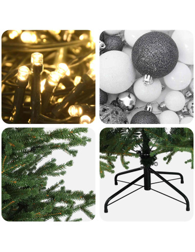 Albero di Natale artificiale con palline 210 cm 300 LED