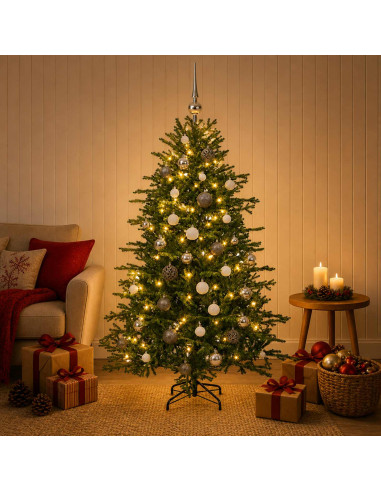 Albero di Natale artificiale con palline 150 cm 150 LED