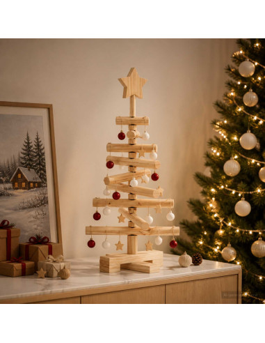 Albero di Natale in legno KOTKA 60 cm Legno Massello di Pino
