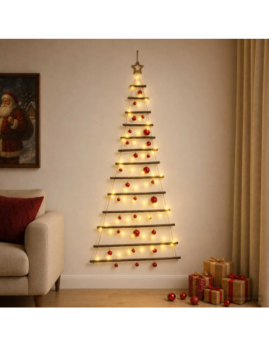 Albero di Natale appeso con palle 180 cm 100 LED Bianco caldo
