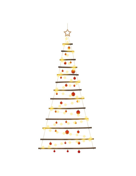 Albero di Natale appeso con palle 180 cm 100 LED Bianco caldo
