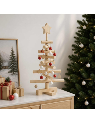 Albero di Natale in legno KOTKA 60 cm Legno Massello di Pino