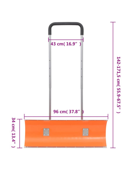 Pala da Neve con Manico Allungabile Arancione 96cm Lama Acciaio