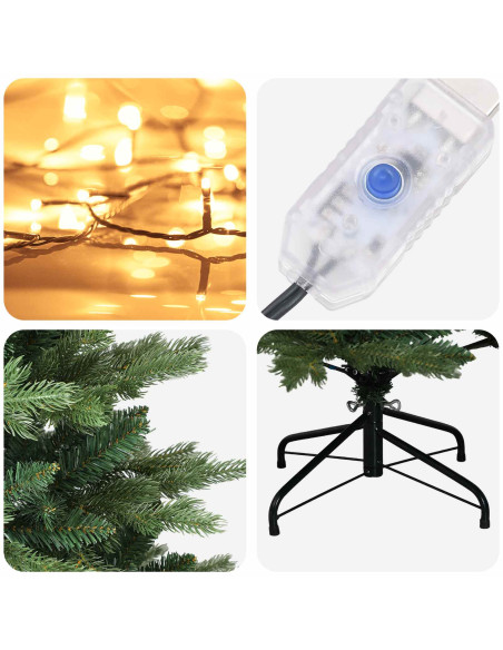 Albero di Natale Artificiale con Rami Pieghevoli 240 cm 300 LED