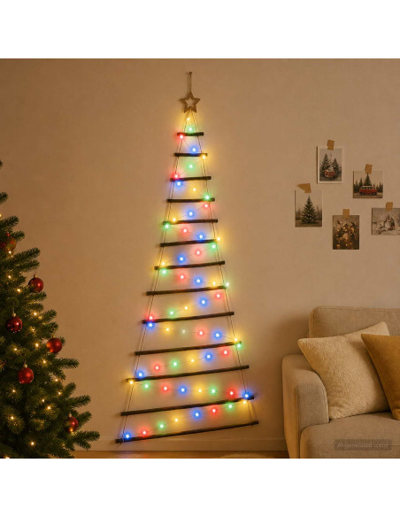 Albero di Natale appeso 180 cm 100 LED Multicolore