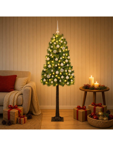 Albero di Natale artificiale con rami snodati e palline 120 cm