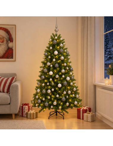 Albero di Natale Artificiale con Palline 210 cm 300 LED
