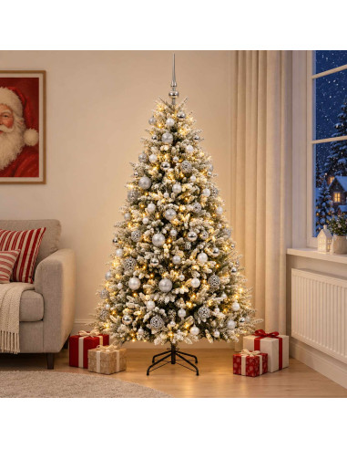 Albero di Natale Artificiale con Palline 180 cm 300 LED