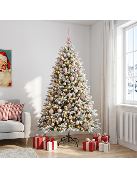 Albero di Natale Artificiale con Palline 180 cm 300 LED