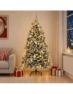 Albero di Natale Artificiale con Palline 180 cm 300 LED