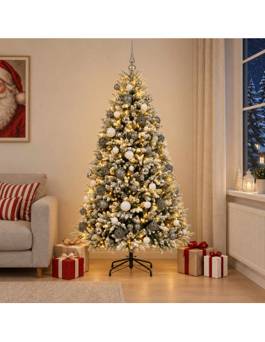 Albero di Natale Artificiale con Palline 210 cm 300 LED