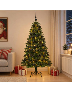 Albero di Natale Artificiale con Palline 210 cm 300 LED