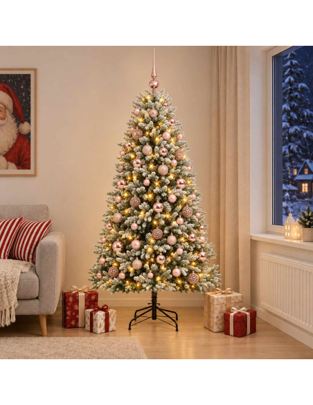 Albero di Natale Artificiale con Palline 180 cm 300 LED