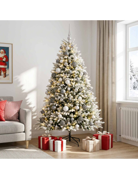 Albero di Natale Artificiale con Palline 180 cm 300 LED
