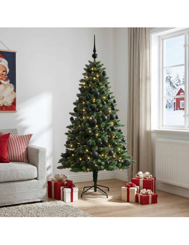 Albero di Natale Artificiale con Palline 210 cm 300 LED
