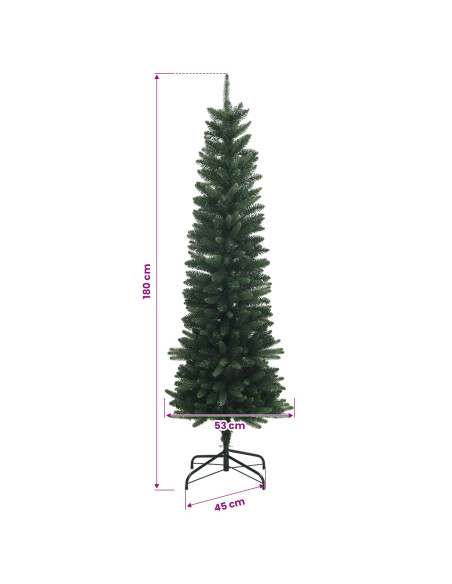 Artificial Slim Christmas Tree 180 cm PE e PVC Verde