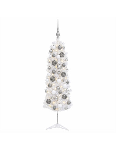 Albero di Natale Artificiale Slim con Palline 120 cm 150 LED