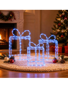 Scatole regalo di Natale luminose LOVIISA 3 pz 360 LED Blu