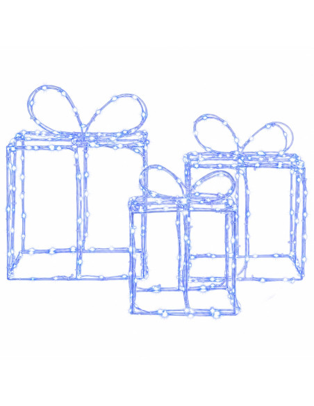 Scatole regalo di Natale luminose LOVIISA 3 pz 360 LED Blu