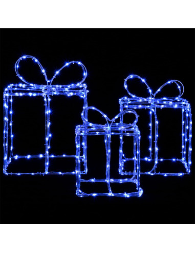 Scatole regalo di Natale luminose LOVIISA 3 pz 360 LED Blu