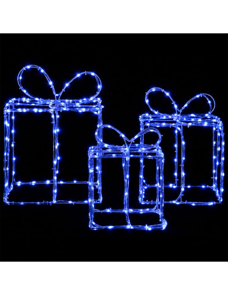 Scatole regalo di Natale luminose LOVIISA 3 pz 360 LED Blu