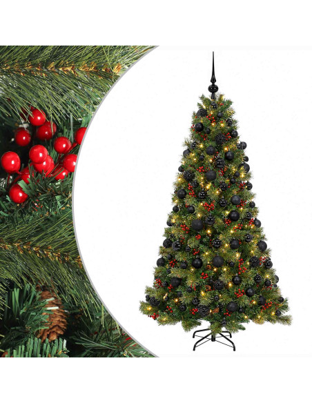 Albero di Natale artificiale con palline 240 cm 300 LED