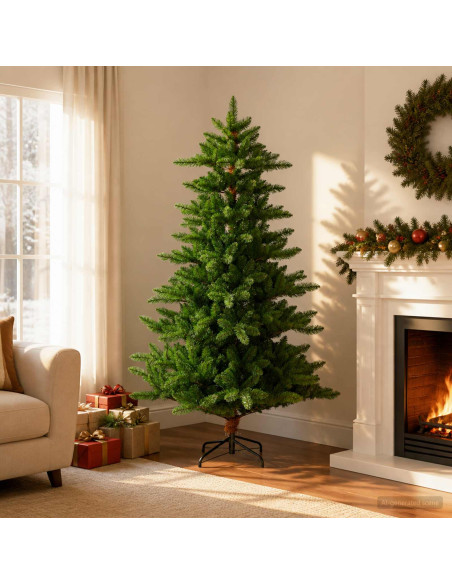Albero di Natale artificiale 210 cm PVC e Metallo Verde