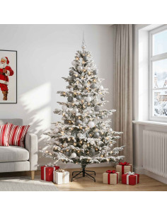 Albero di Natale artificiale con palline 210 cm 300 LED