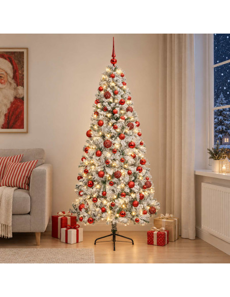 Albero di Natale artificiale con palline 240 cm 300 LED