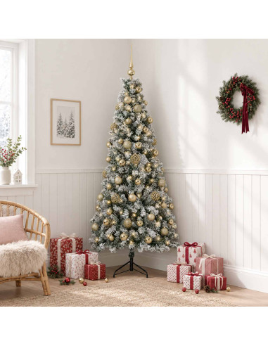 Albero di Natale artificiale con palline 210 cm 300 LED