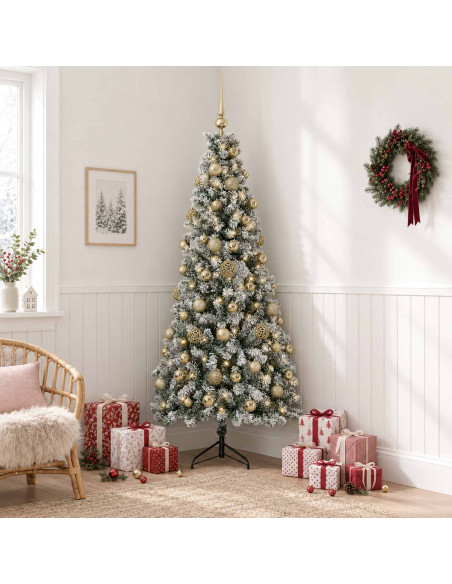 Albero di Natale artificiale con palline 210 cm 300 LED