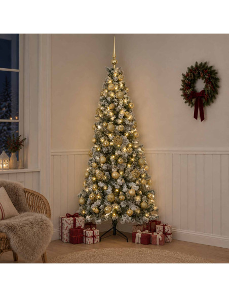 Albero di Natale artificiale con palline 210 cm 300 LED