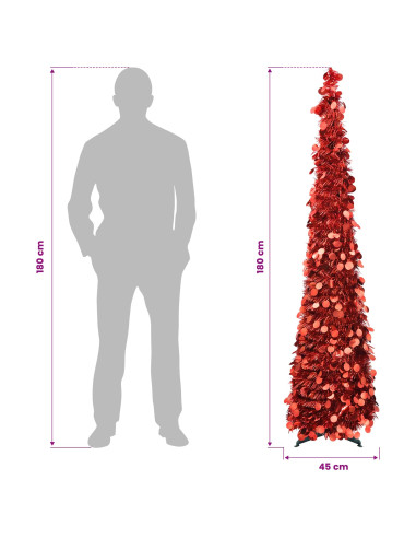 Albero di Natale pop-up 180 cm PET Rosso