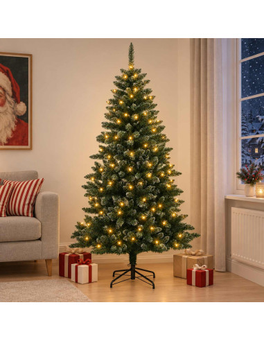 Albero di Natale Artificiale con Rami Pieghevoli 150 cm 150 LED