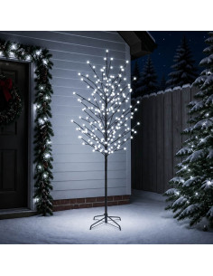 Albero di Natale con palline LED Nero 240 cm Acciaio 280 LED