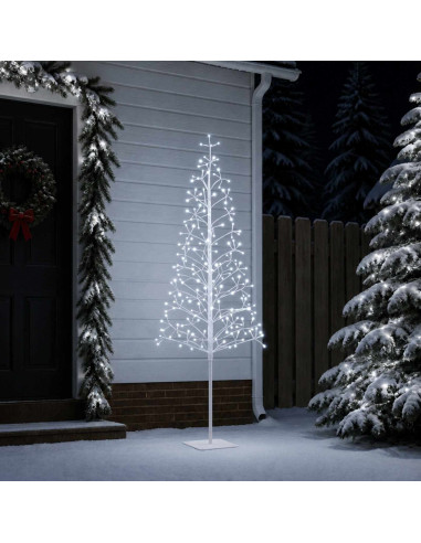Albero di Natale con luci LED Bianco 180 cm Acciaio 196 LED