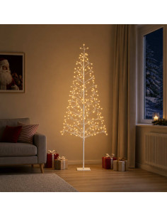 Albero di Natale con luci LED Bianco 20 x 20 x 180 cm Acciaio