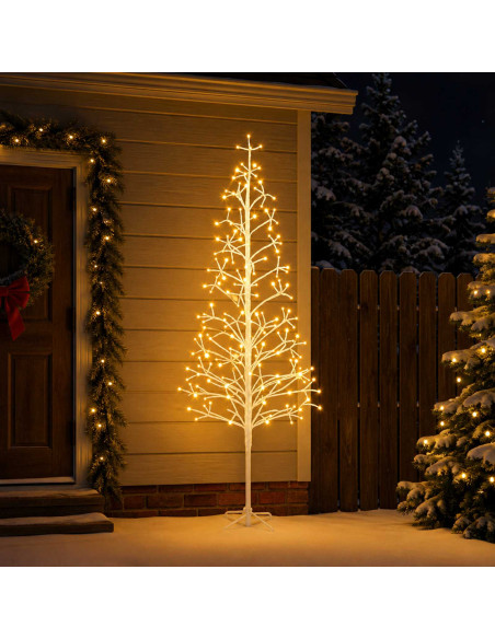 Albero di Natale con luci LED Bianco 47 x 240 cm Acciaio
