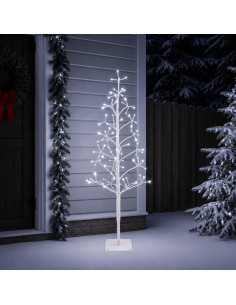 Albero di Natale con luci LED Bianco 18 x 18 x 120 cm Acciaio