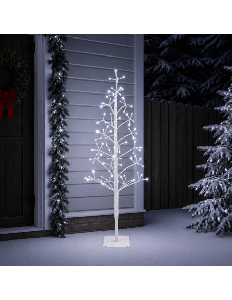 Albero di Natale con luci LED Bianco 18 x 18 x 120 cm Acciaio