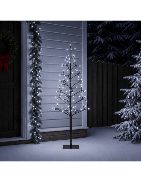 Albero di Natale con luci LED Nero 18 x 18 x 120 cm Acciaio