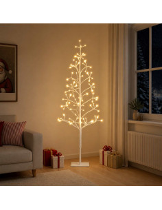 Albero di Natale con luci LED Bianco 18 x 18 x 120 cm Acciaio