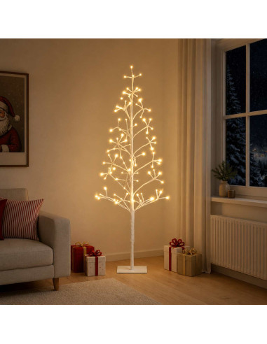 Albero di Natale con luci LED Bianco 18 x 18 x 120 cm Acciaio