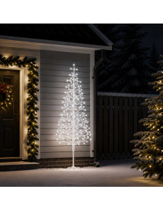 Albero di Natale con luci LED Bianco 47 x 240 cm Acciaio